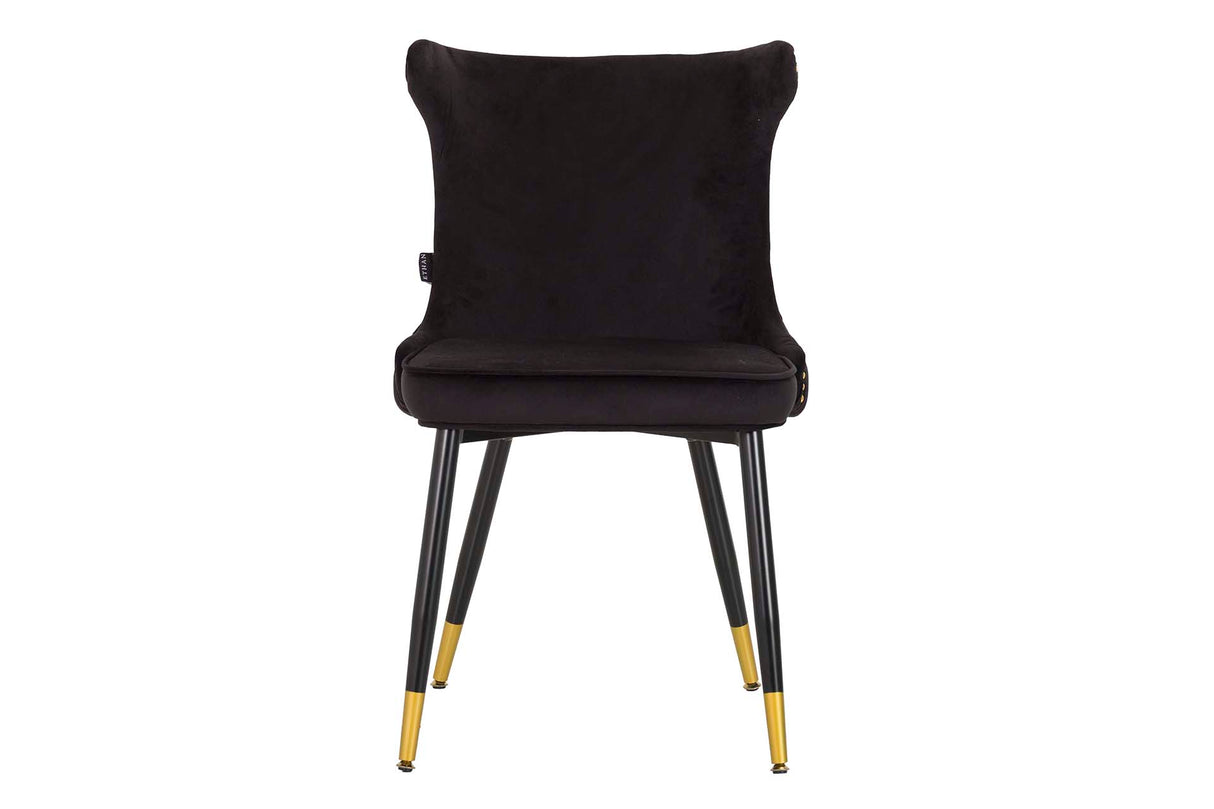 Chaise de tachuelas en velours noir Aspen 49x54x79 cm