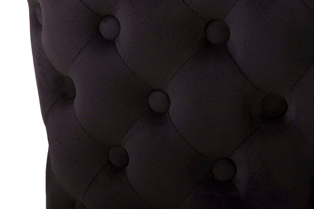 Chaise de tachuelas en velours noir Aspen 49x54x79 cm