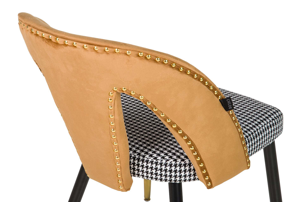 Velvet Yellow Stowe Tachuelas Stuhl 49x54x82 cm