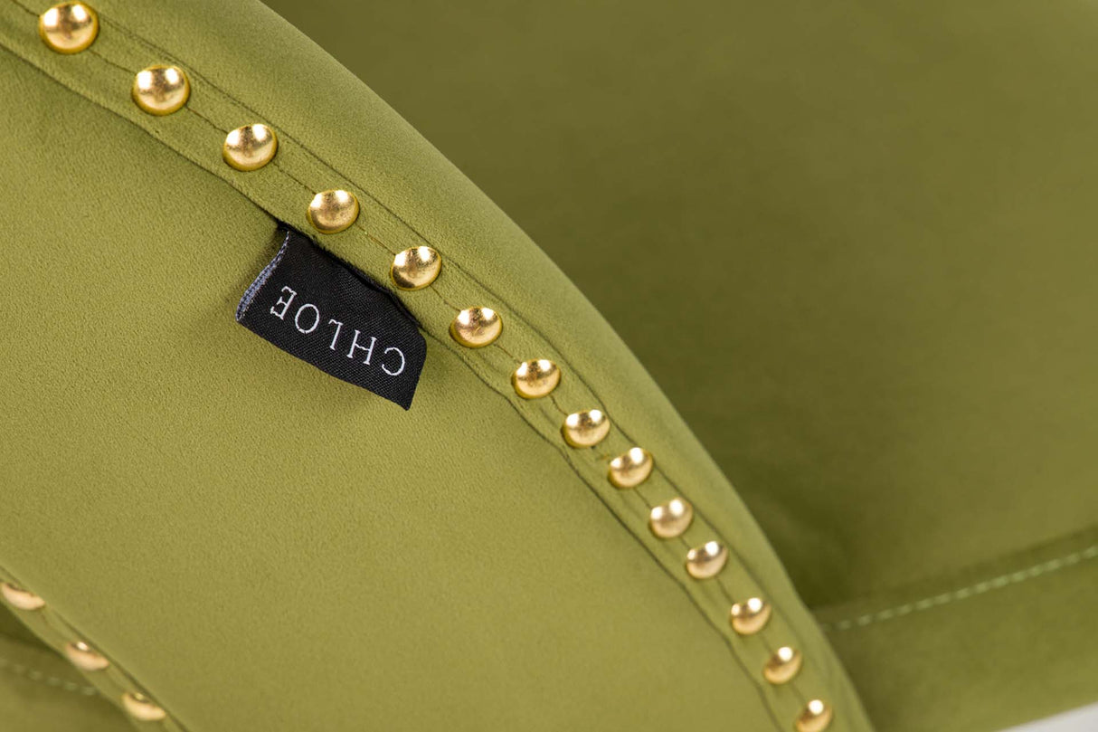 Stowe Velvet Green Tachuelas Stuhl 49x54x82 cm
