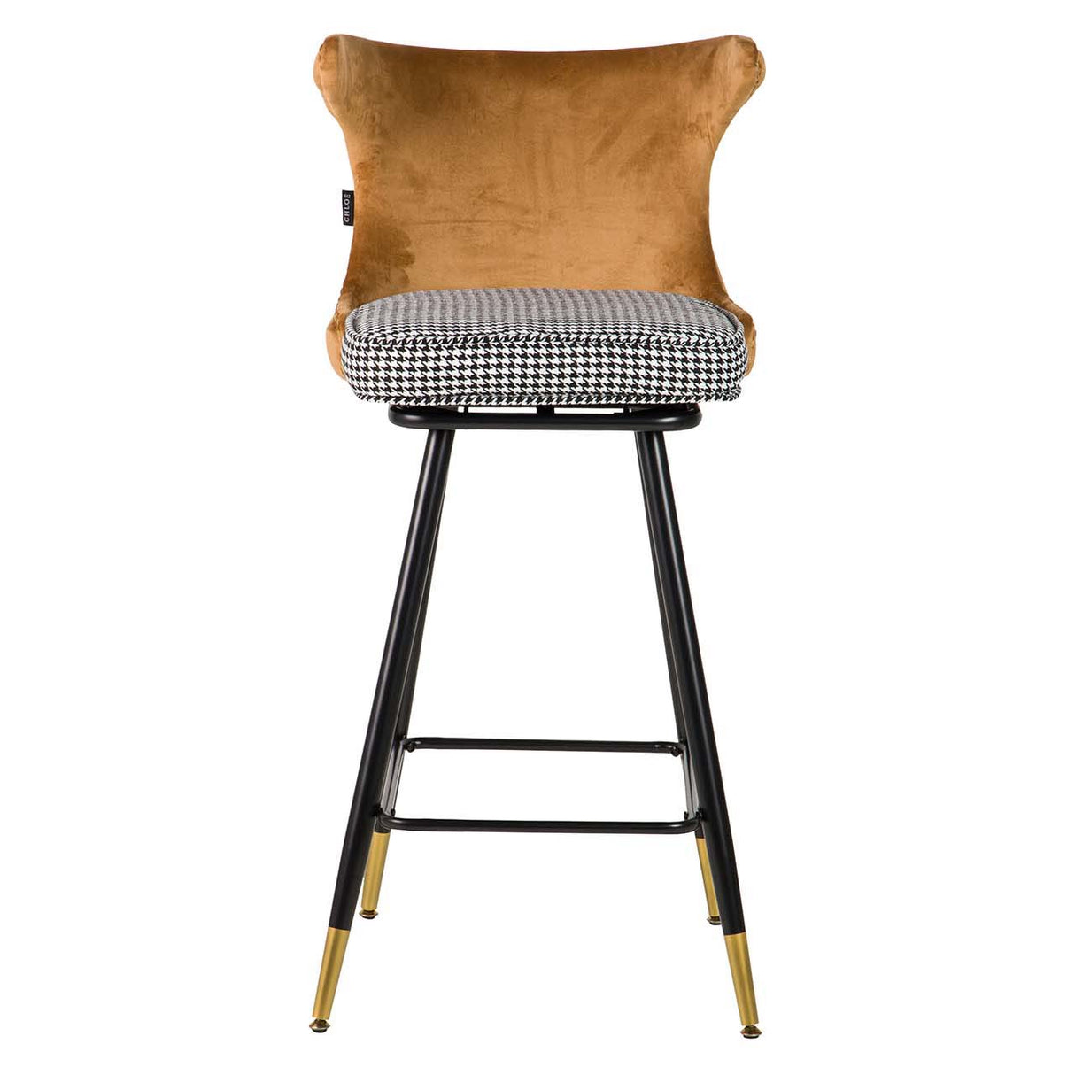 Tabouret de velours jaune Clinton 46x53x105 cm