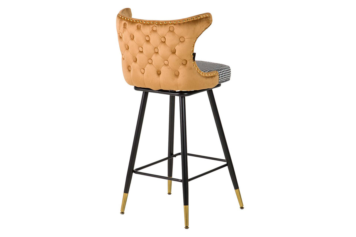 Tabouret de velours jaune Clinton 46x53x105 cm