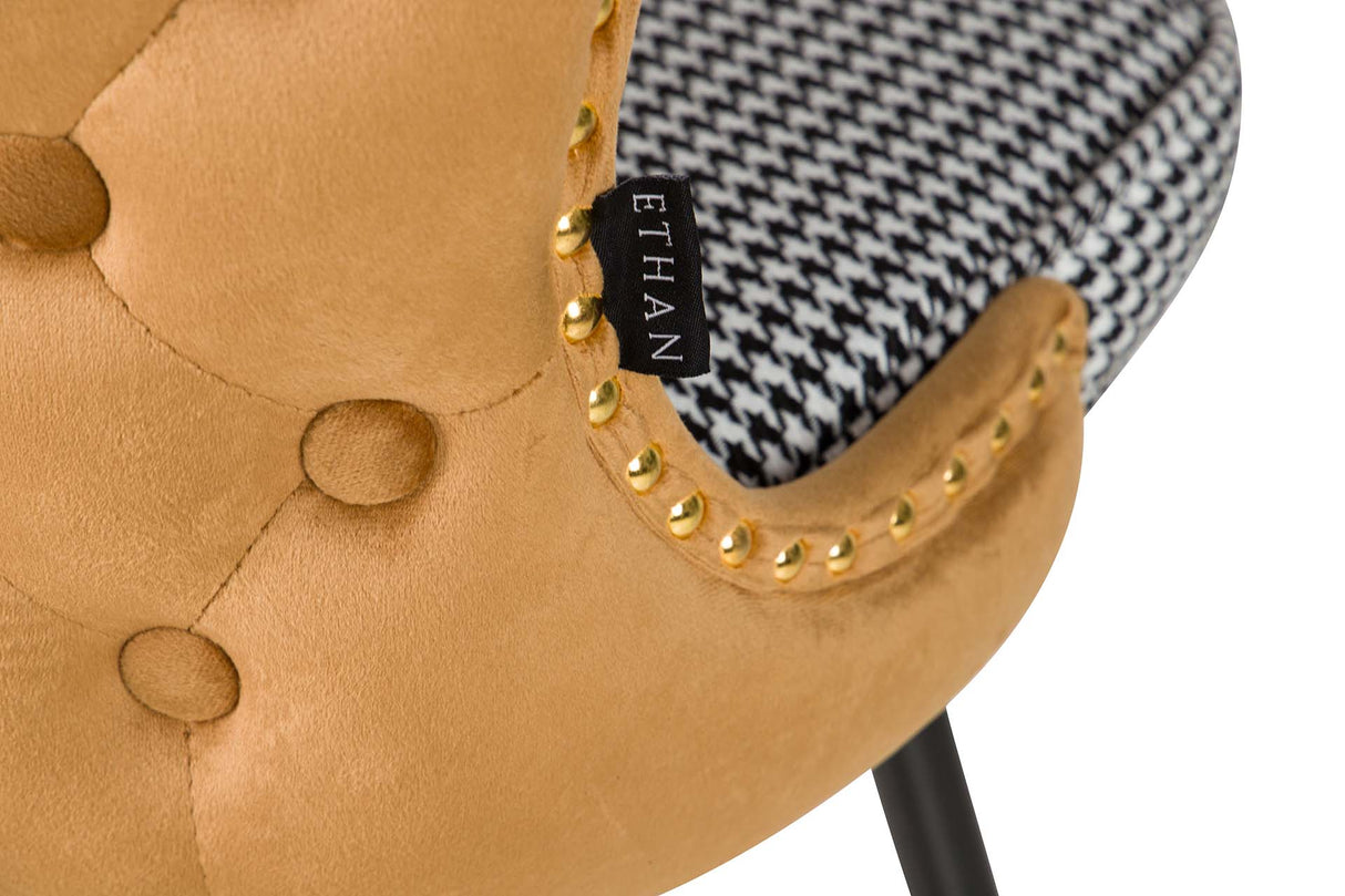 Tabouret de velours jaune Clinton 46x53x105 cm