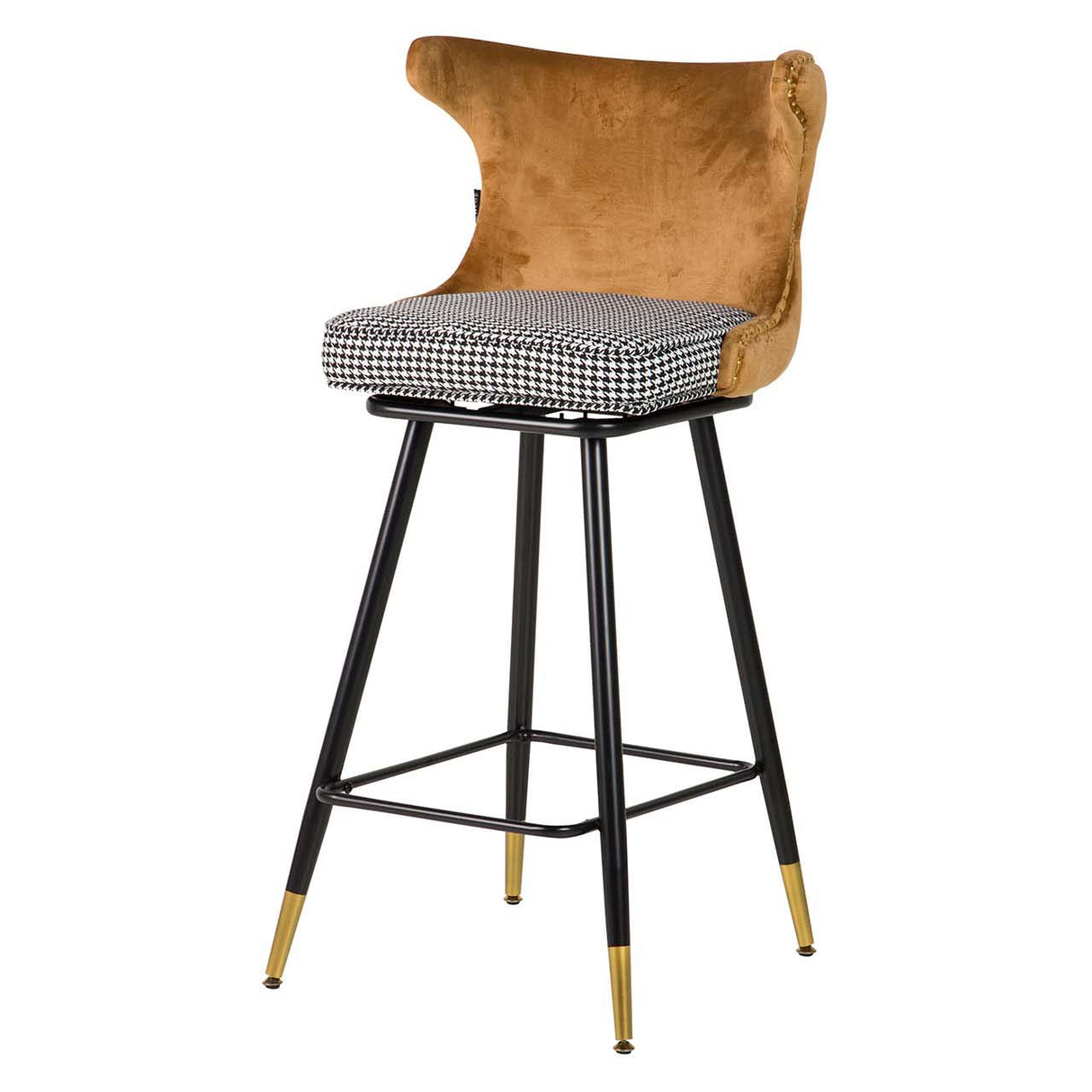 Tabouret de velours jaune Clinton 46x53x105 cm