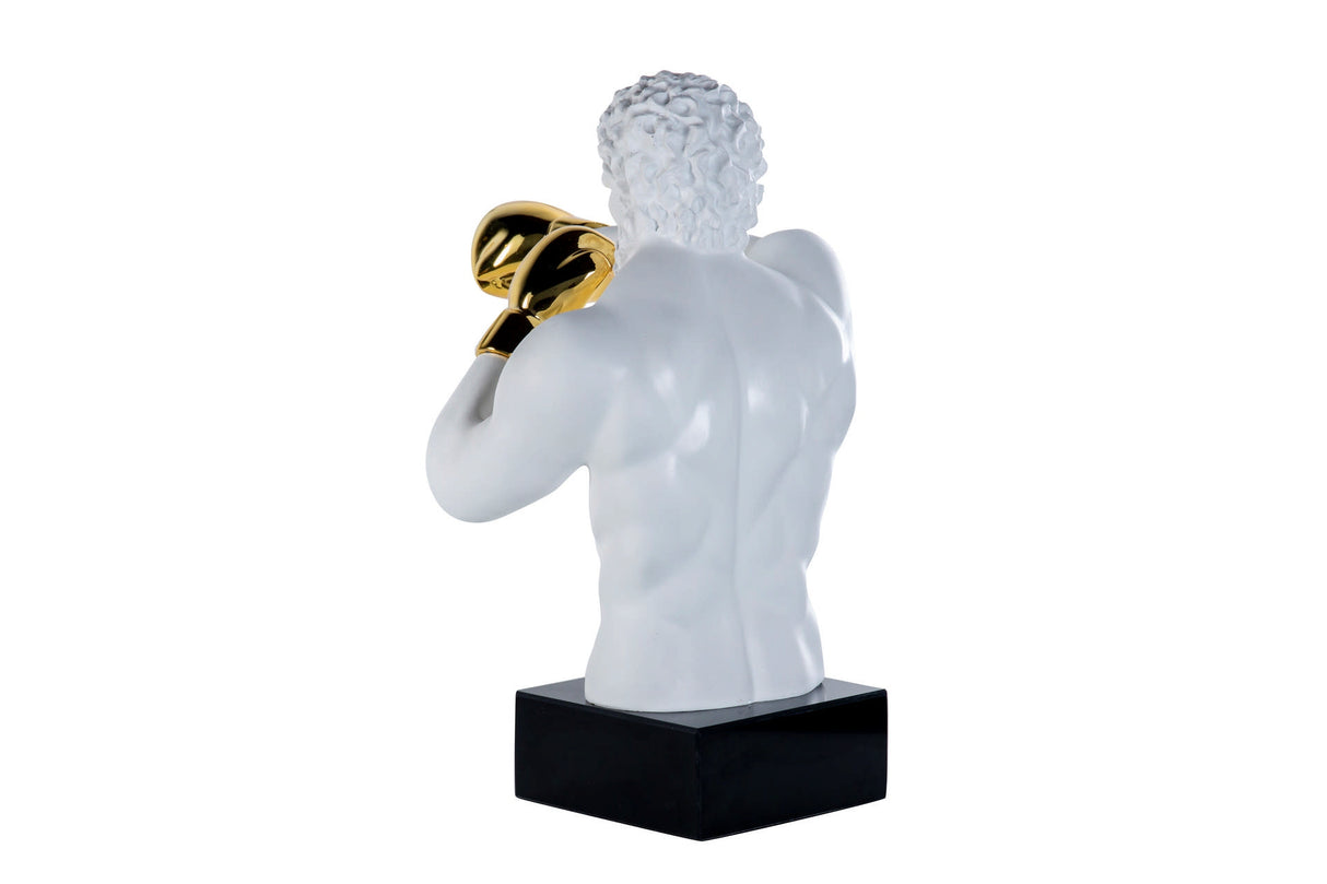 Weißer Marmorharz Boxer 33x56x56 cm