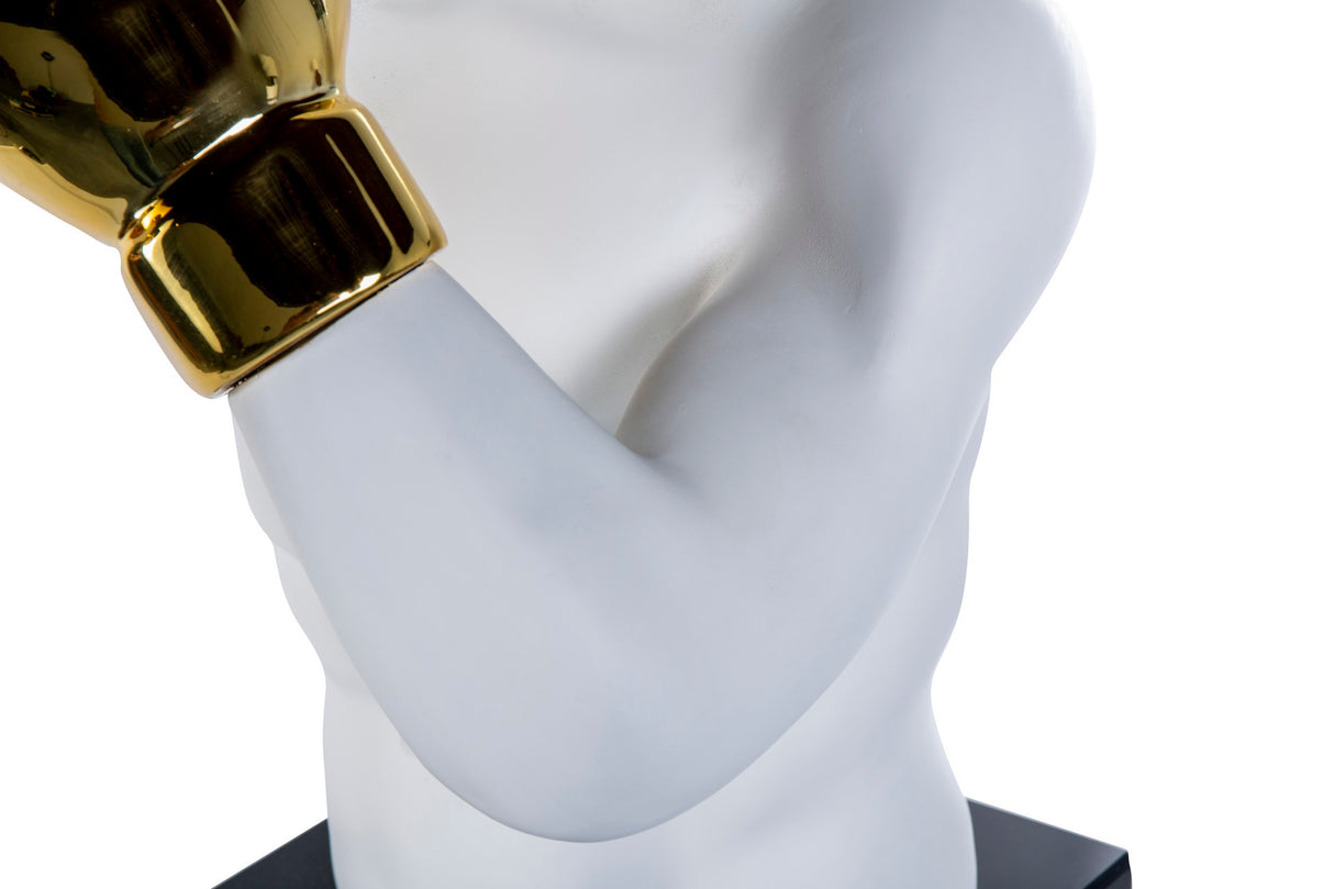 Weißer Marmorharz Boxer 33x56x56 cm