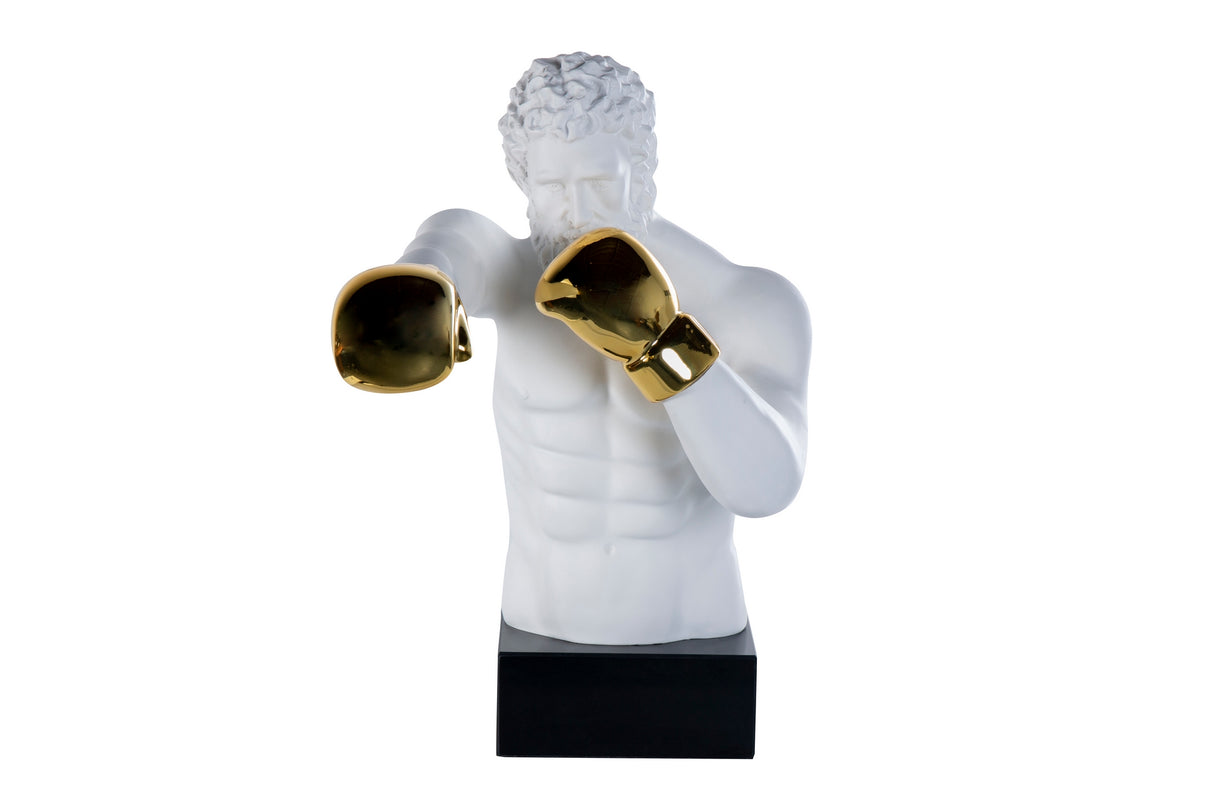 Weißer Marmorharz Boxer 33x56x56 cm