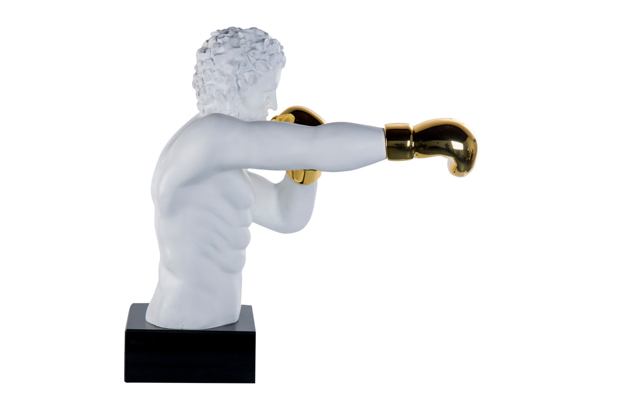 Weißer Marmorharz Boxer 33x56x56 cm