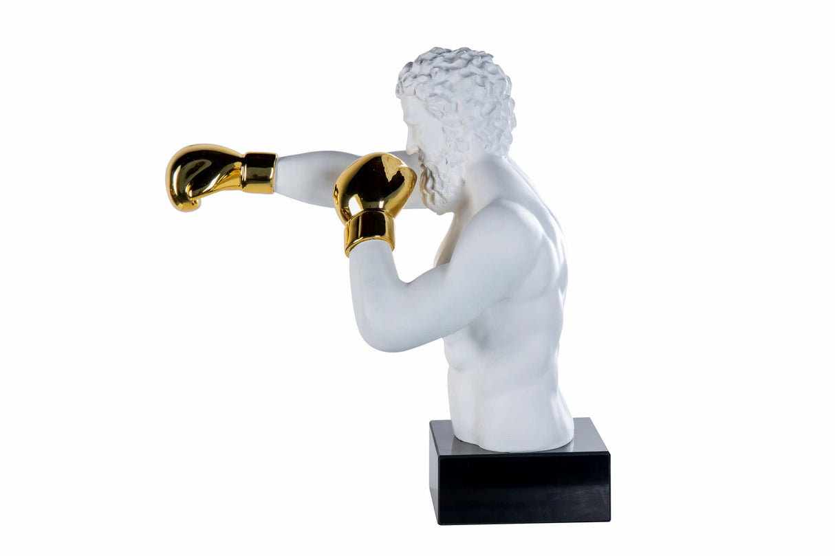 Weißer Marmorharz Boxer 33x56x56 cm