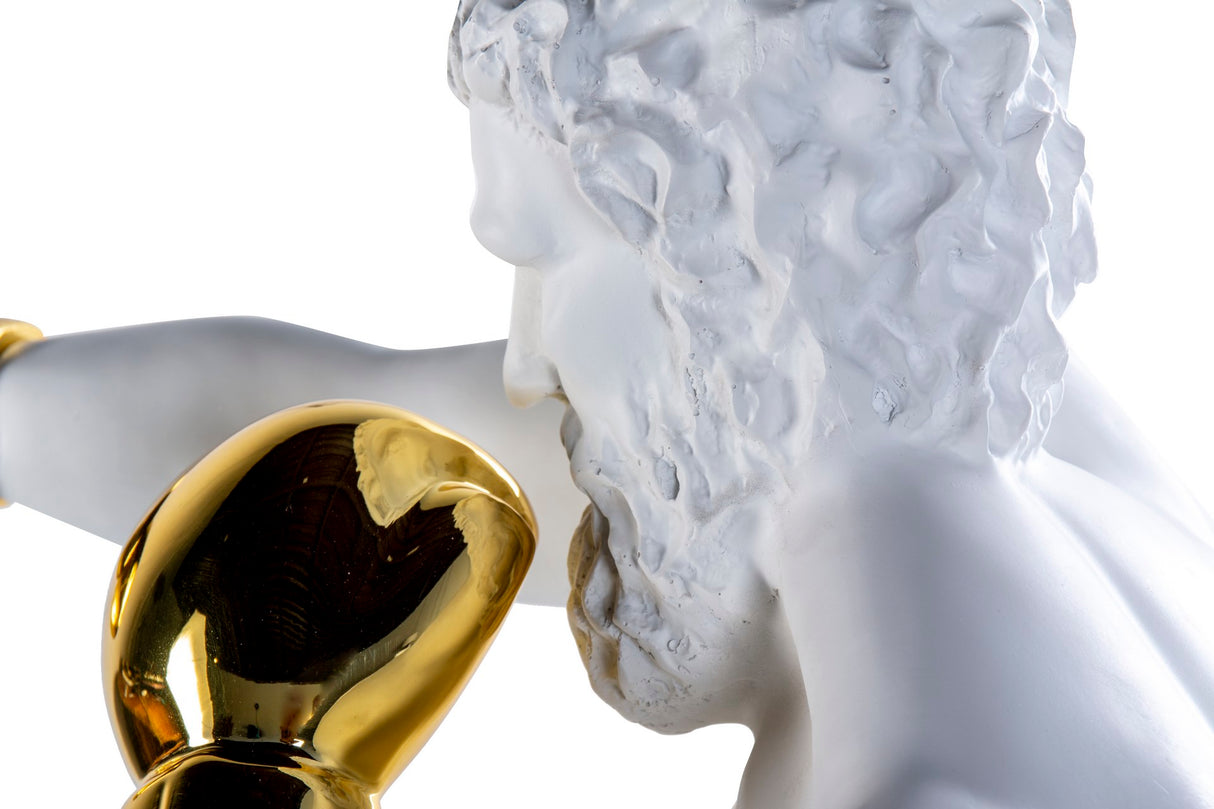 Weißer Marmorharz Boxer 33x56x56 cm