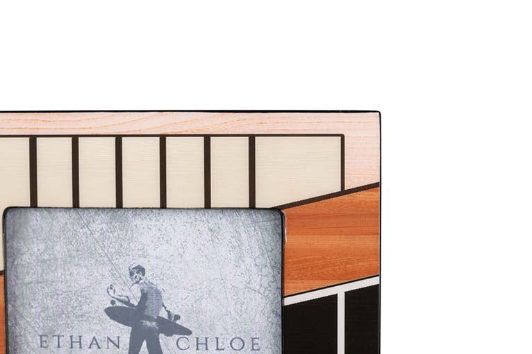 PORTAFOTOS MDF NEGRO BLANCO NARANJA 10x15 CM