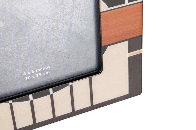 PORTAFOTOS MDF NEGRO BLANCO NARANJA 10x15 CM