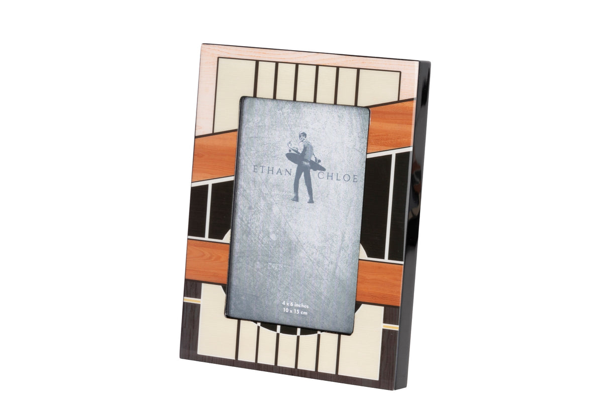 PORTAFOTOS MDF NEGRO BLANCO NARANJA 10x15 CM