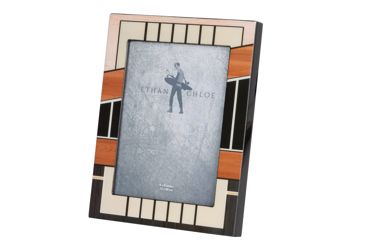 PORTAFOTOS MDF NEGRO BLANCO NARANJA 15x20 CM