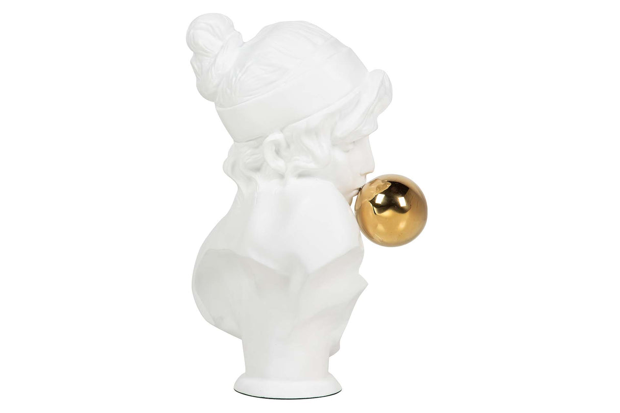 FIGURA MUJER RESINA CRISTAL BLANCA 40x26x55 CM