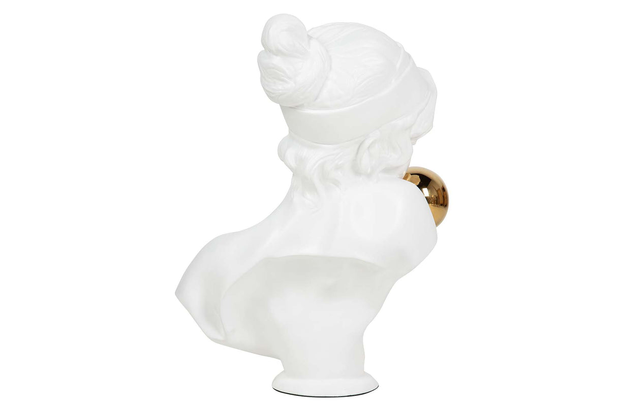 FIGURA MUJER RESINA CRISTAL BLANCA 40x26x55 CM