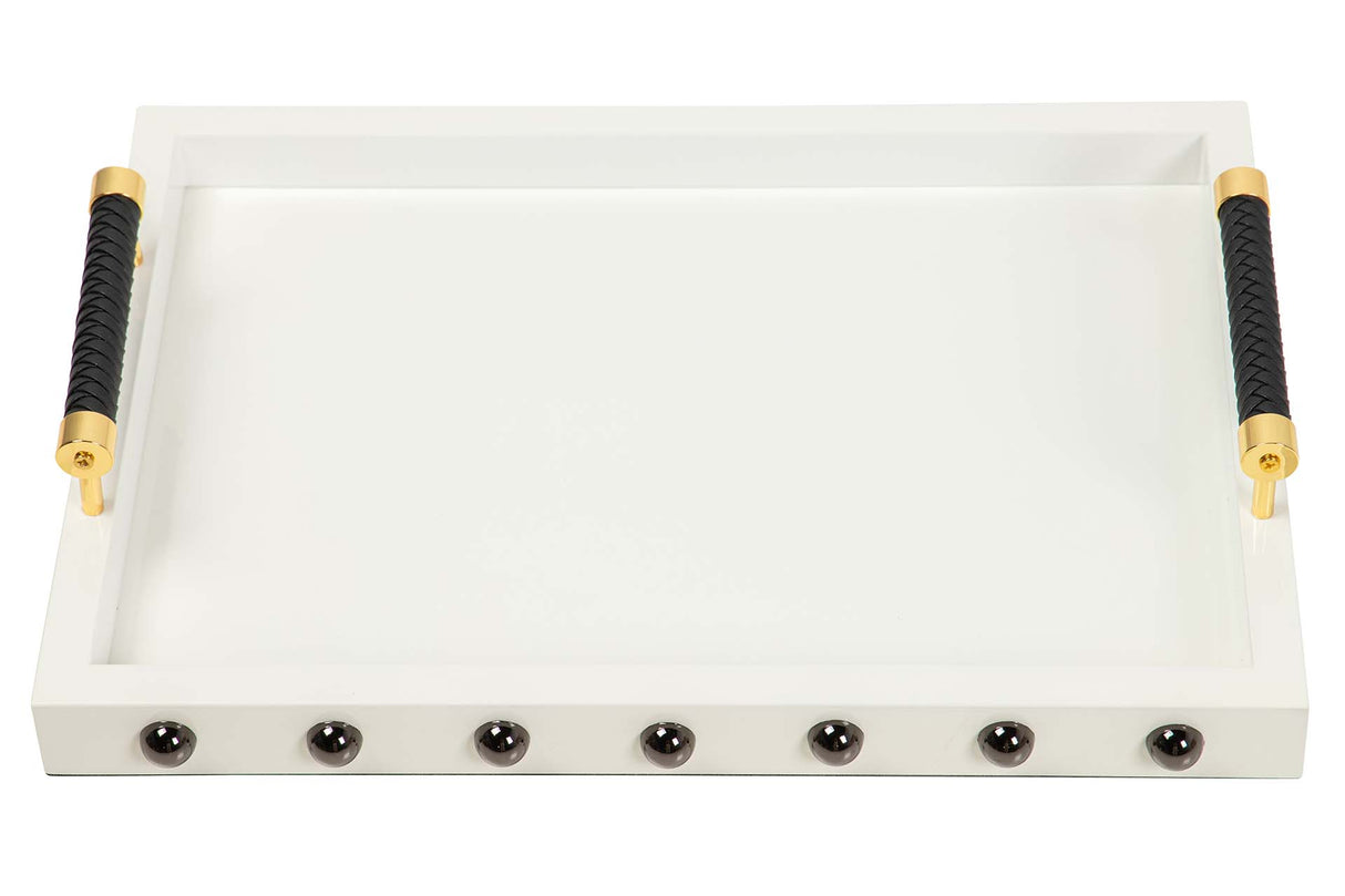 BANDEJA MDF ACERO INOXIDABLE BLANCO 45x33x9 CM