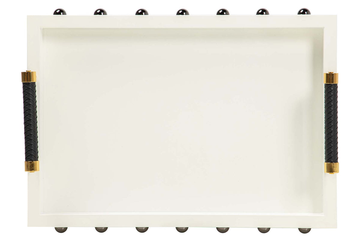 BANDEJA MDF ACERO INOXIDABLE BLANCO 45x33x9 CM