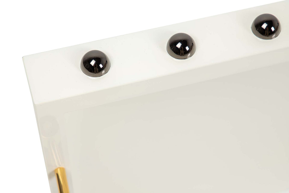 BANDEJA MDF ACERO INOXIDABLE BLANCO 45x33x9 CM