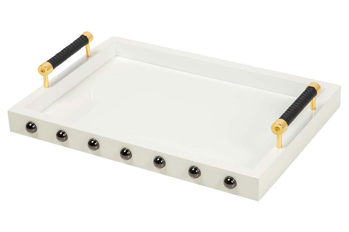 BANDEJA MDF ACERO INOXIDABLE BLANCO 45x33x9 CM