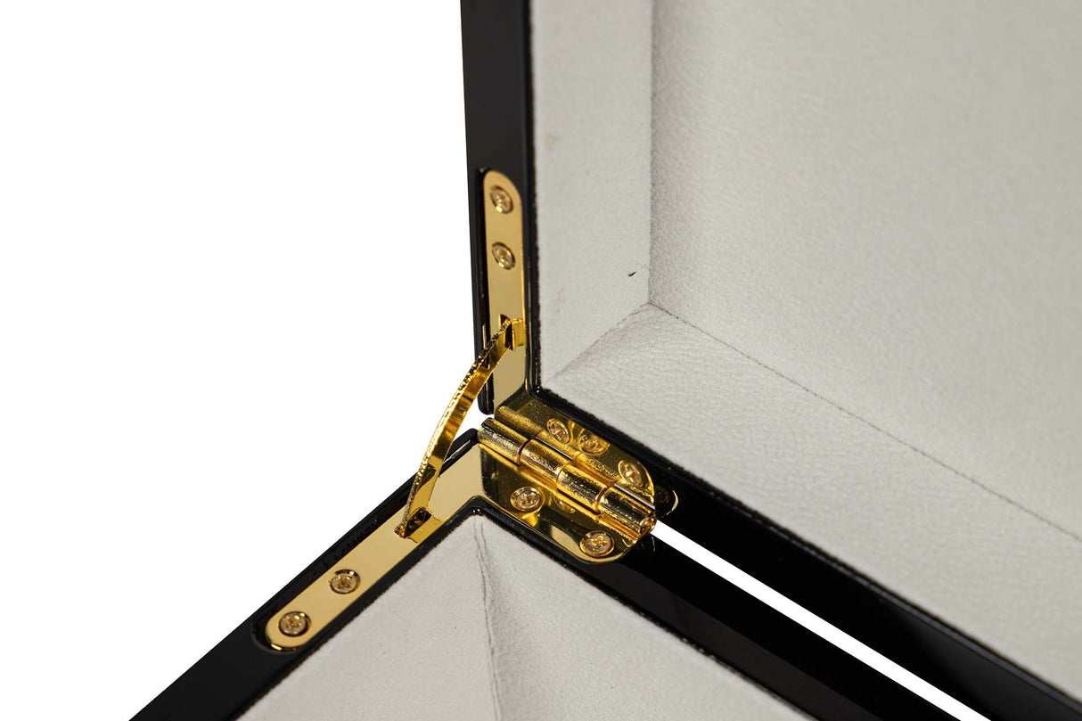 CAJA MDF PIEL NEGRO BLANCO 28x18x10 CM