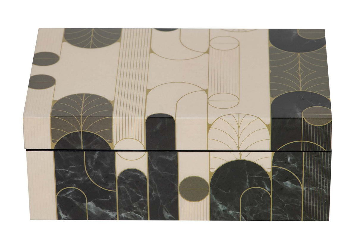 CAJA MDF PIEL BEIGE NEGRO 20x12x8 CM