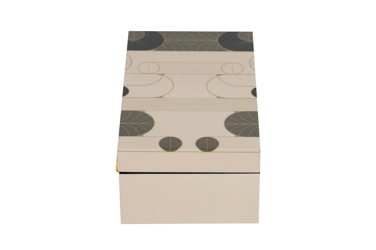 CAJA MDF PIEL BEIGE NEGRO 20x12x8 CM