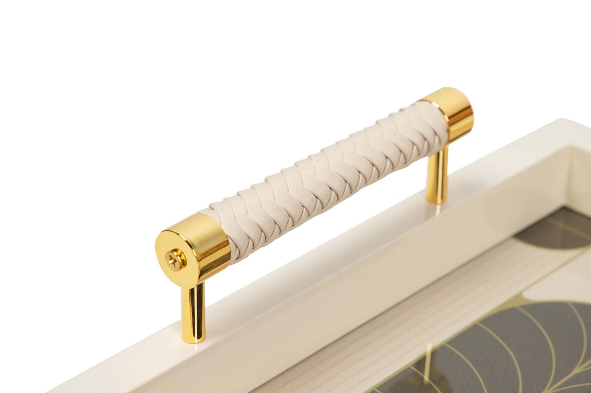 BANDEJA MDF PIEL BEIGE NEGRO 45x33x9 CM