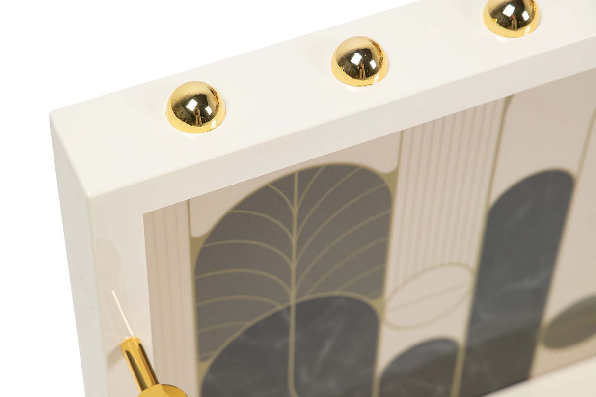 BANDEJA MDF PIEL BEIGE NEGRO 45x33x9 CM