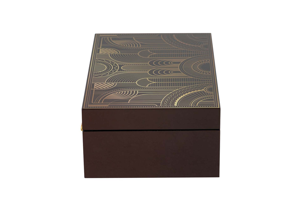 CAJA MDF PIEL NEGRO DORADO 20x12x8 CM