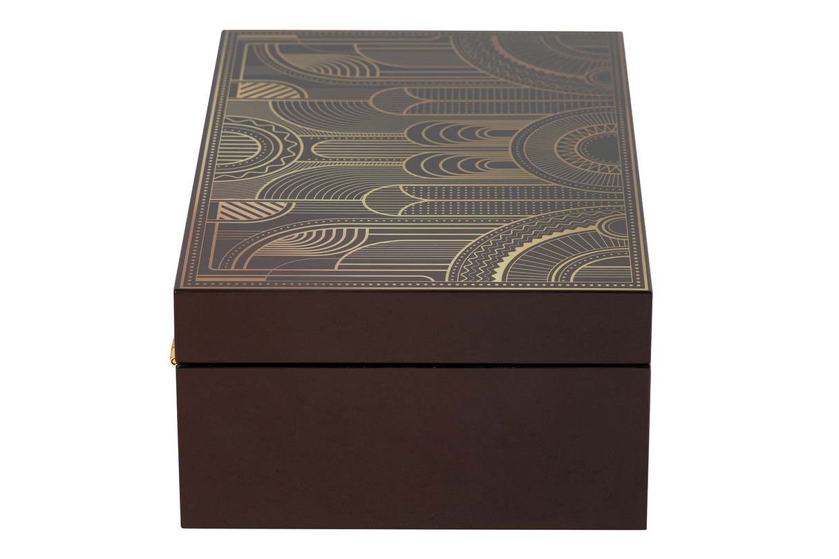 CAJA MDF PIEL NEGRO DORADO 28x18x10 CM