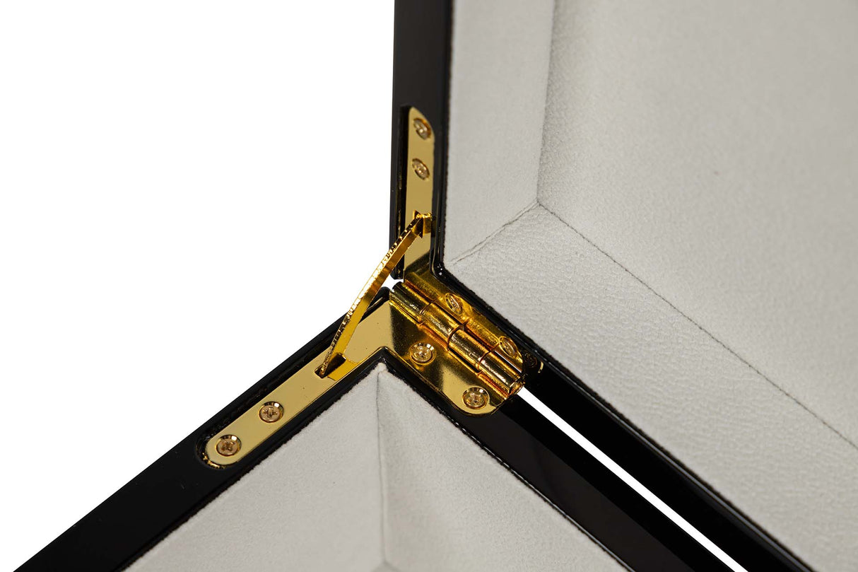 CAJA MDF PIEL NEGRO DORADO 20x12x8 CM