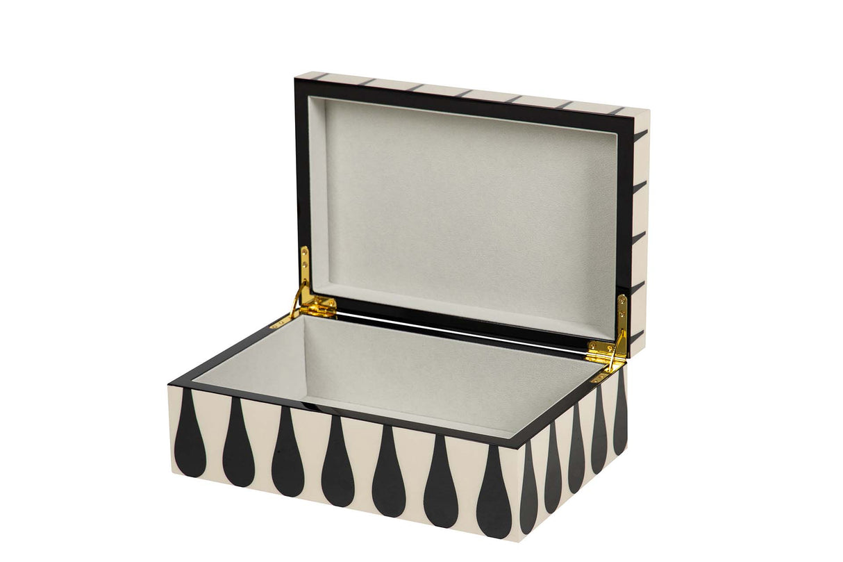 CAJA MDF LACADA NEGRO BLANCO 20x12x8 CM