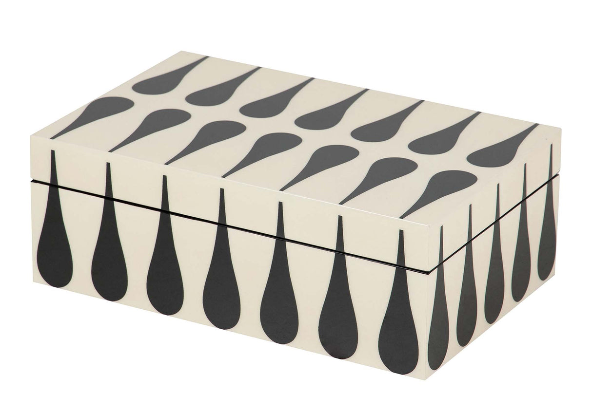 CAJA MDF LACADA NEGRO BLANCO 20x12x8 CM