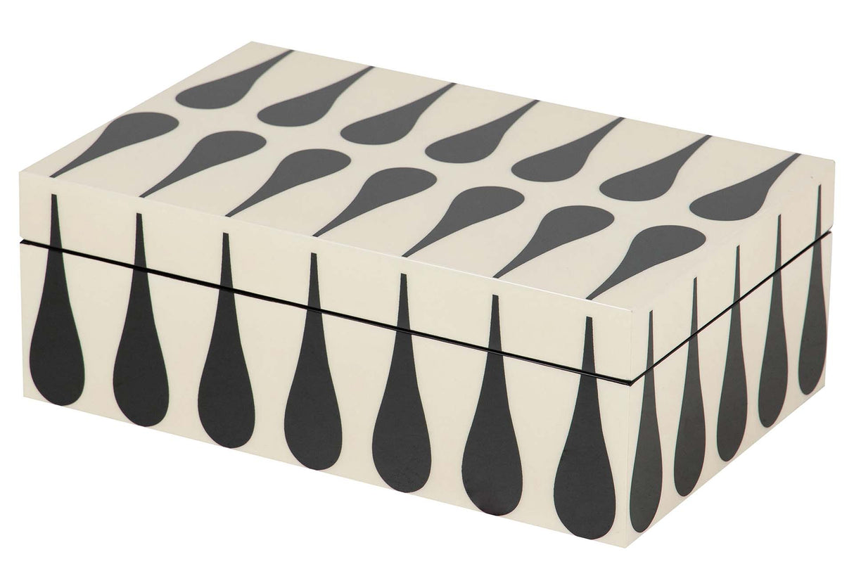 CAJA MDF LACADA NEGRO BLANCO 28x18x10 CM