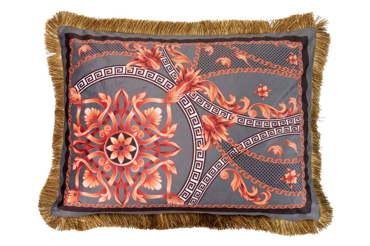 COJIN VELVET RELLENO PLUMAS CON FLECOS 60x13x45 CM