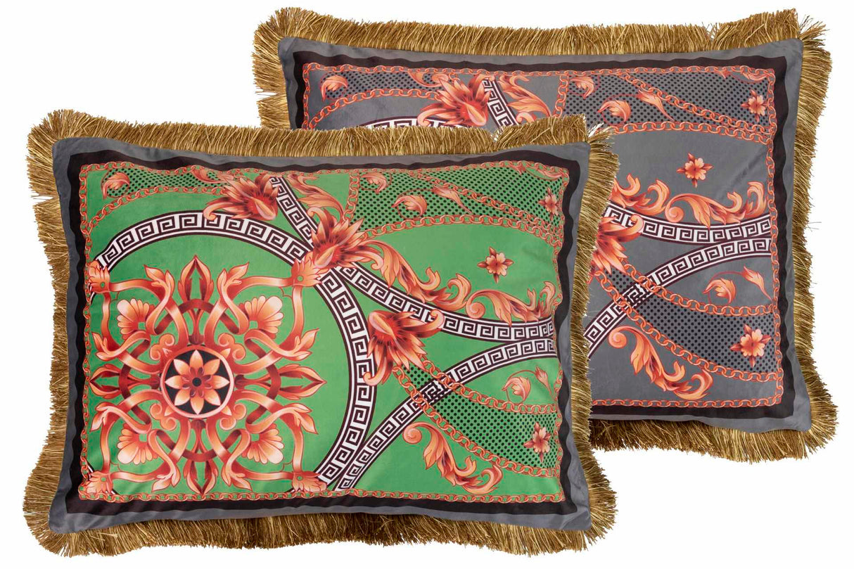 COJIN VELVET RELLENO PLUMAS CON FLECOS 60x13x45 CM