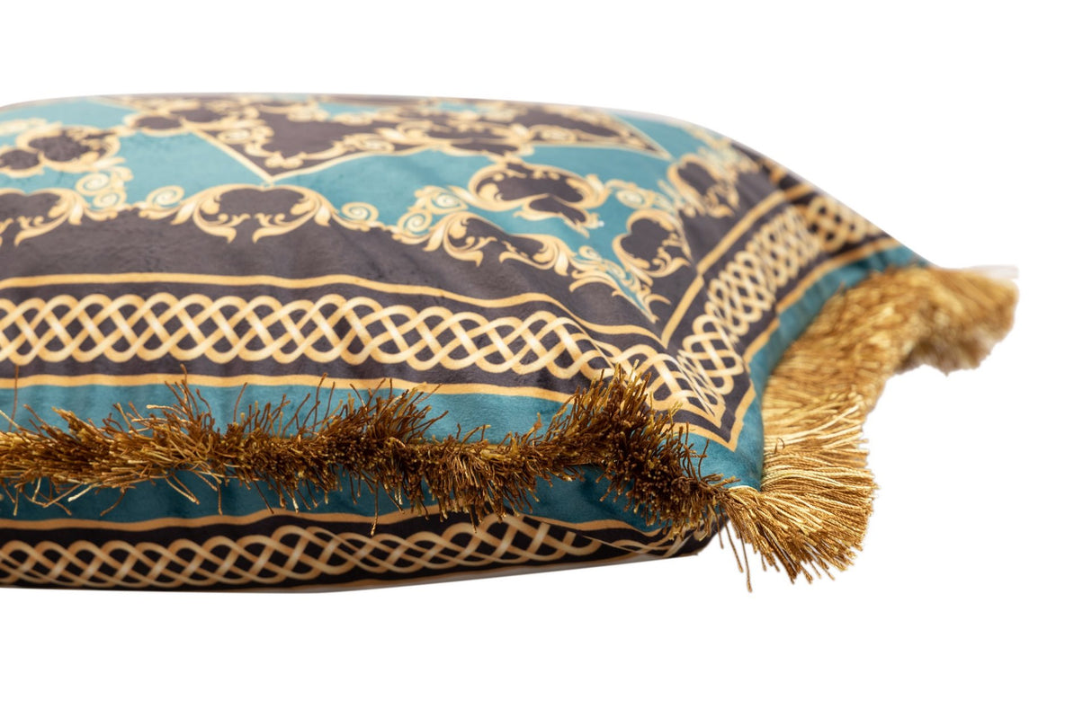 COJIN VELVET RELLENO PLUMAS CON FLECOS 60x13x45 CM