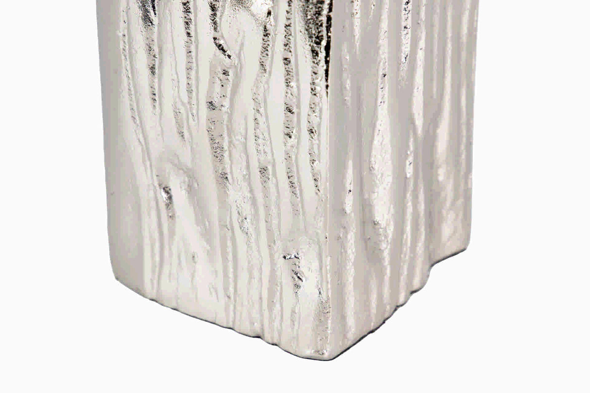 FLORERO CRISTAL ALUMINIO AZUL NICKEL 16x16x58 CM