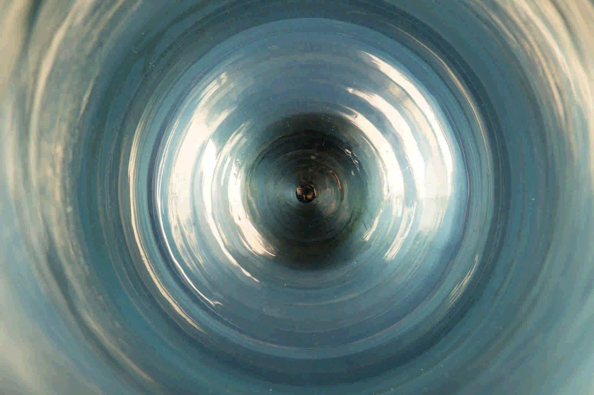 FLORERO CRISTAL ALUMINIO AZUL NICKEL 16x16x58 CM