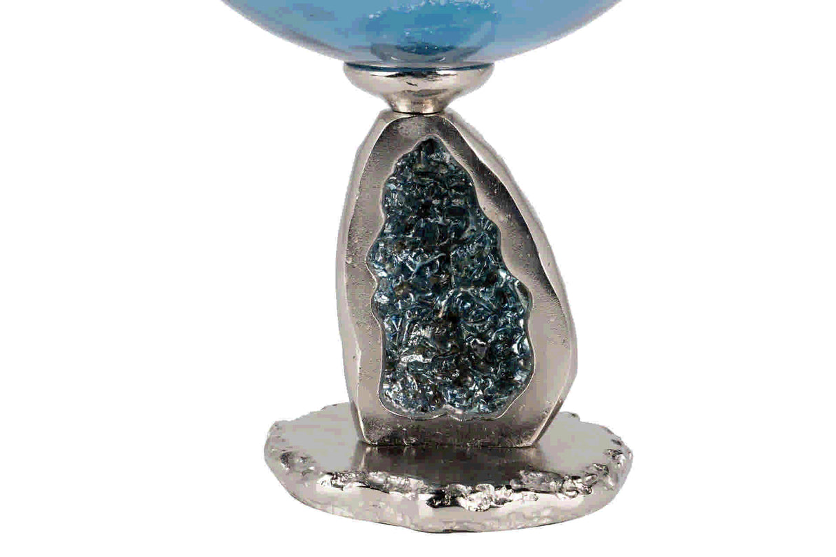 Porta de cristal / alumínio níquel 26x26x48 cm