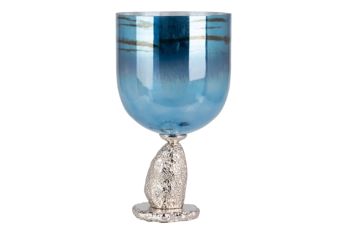 Porta de cristal / alumínio níquel 26x26x48 cm