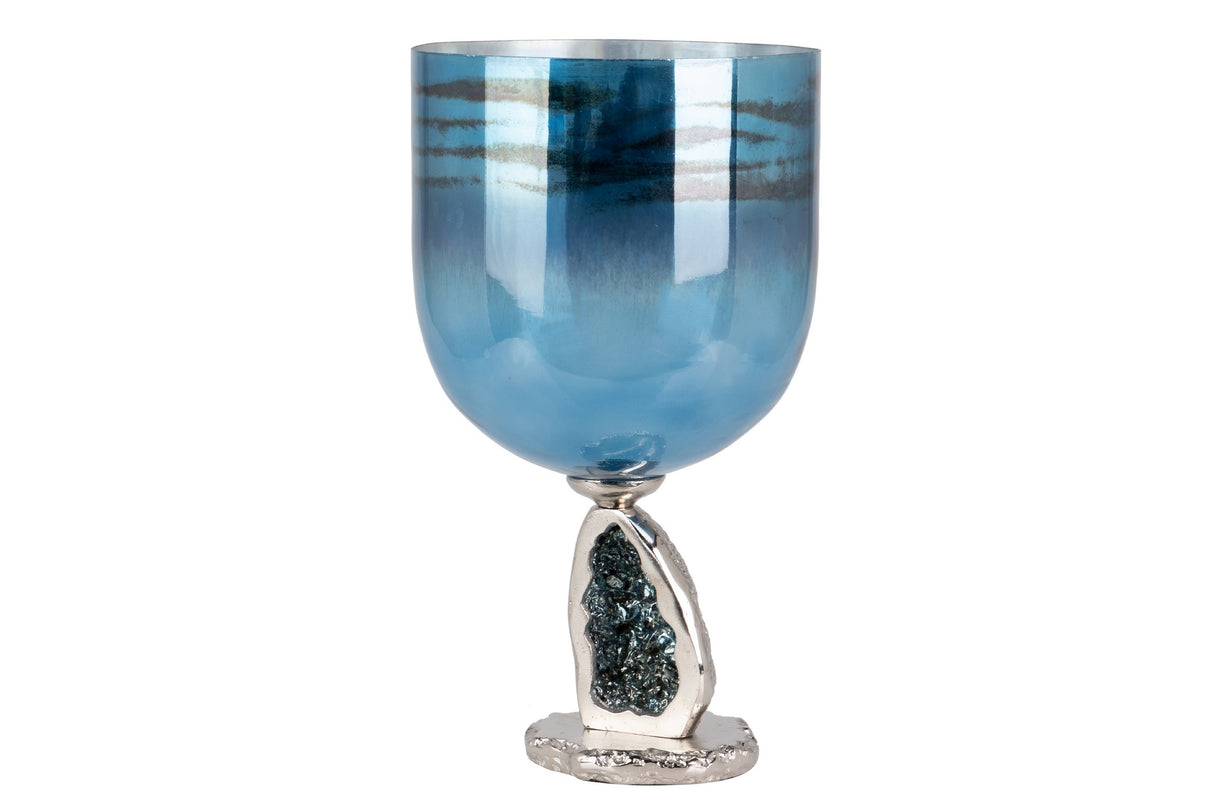 Porta de cristal / alumínio níquel 26x26x48 cm