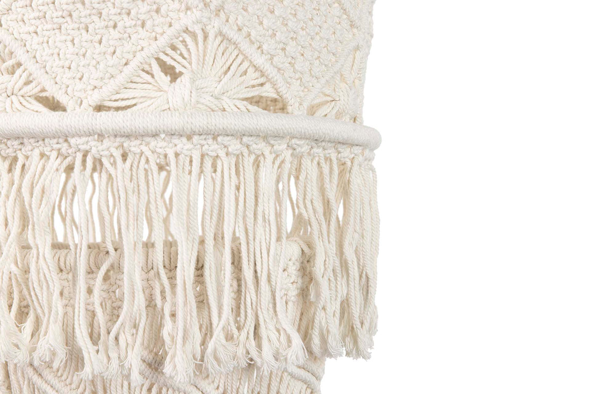 LAMPARA TECHO METAL ALGODON BLANCO 40x40x180 CM