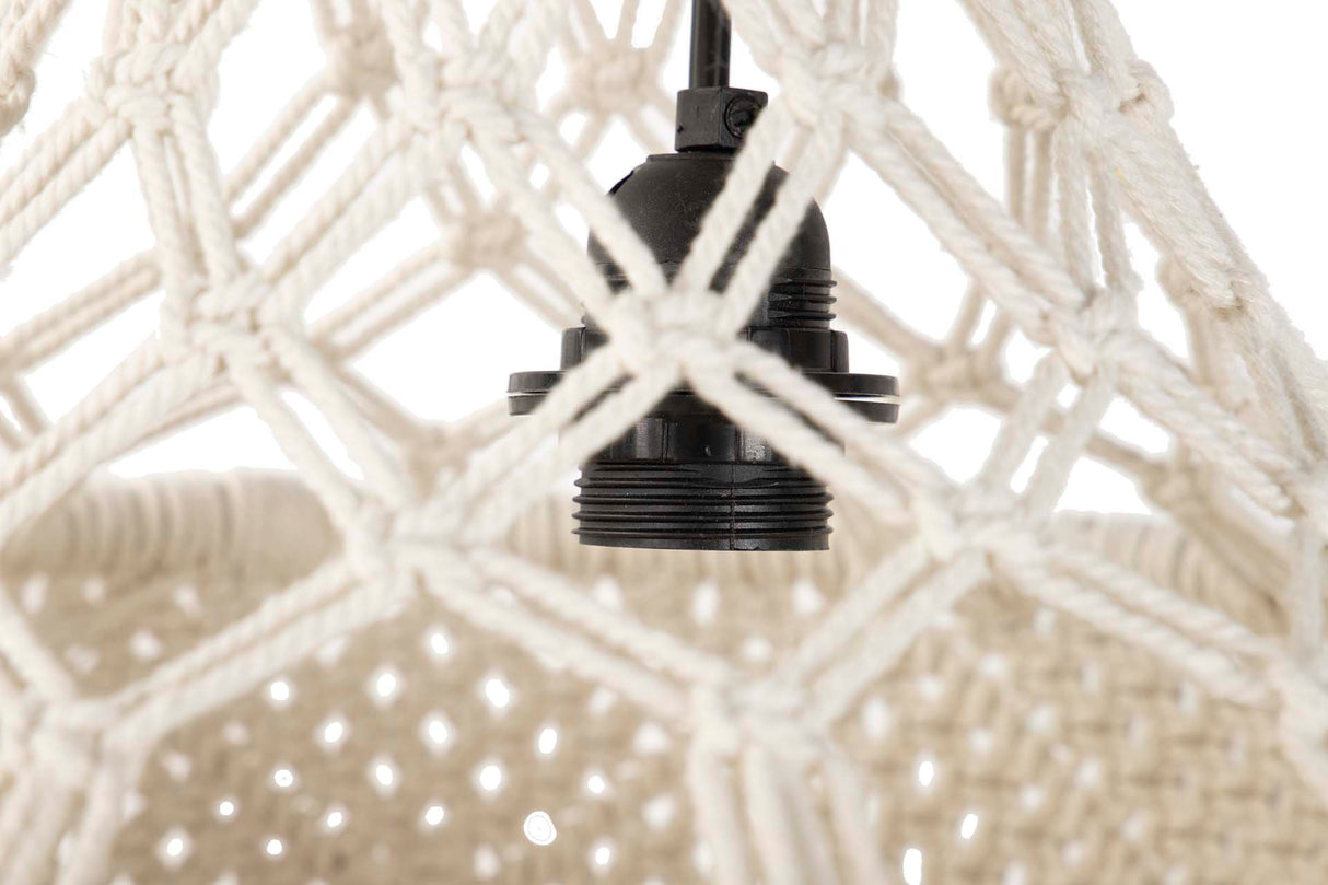 LAMPARA TECHO METAL ALGODON BLANCO 40x40x180 CM