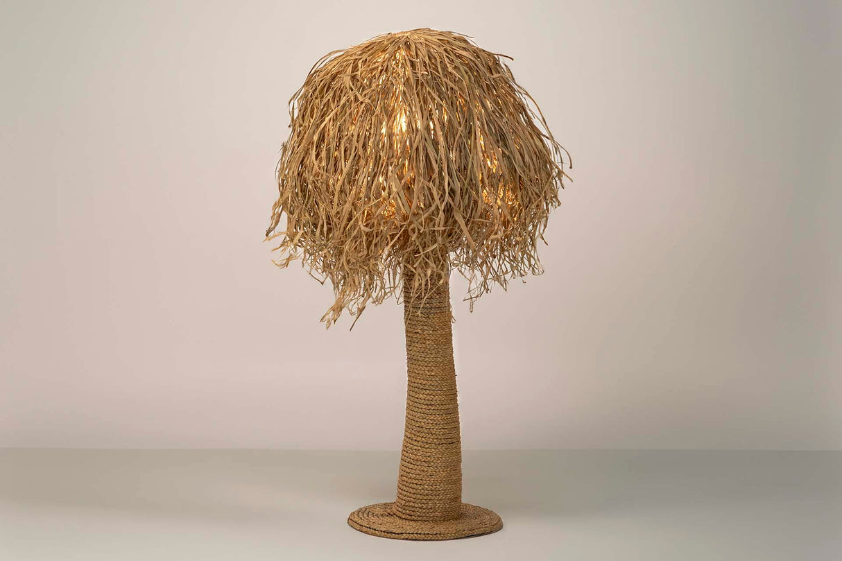 Lampe à pas de fibre naturelle 40x40x110cm