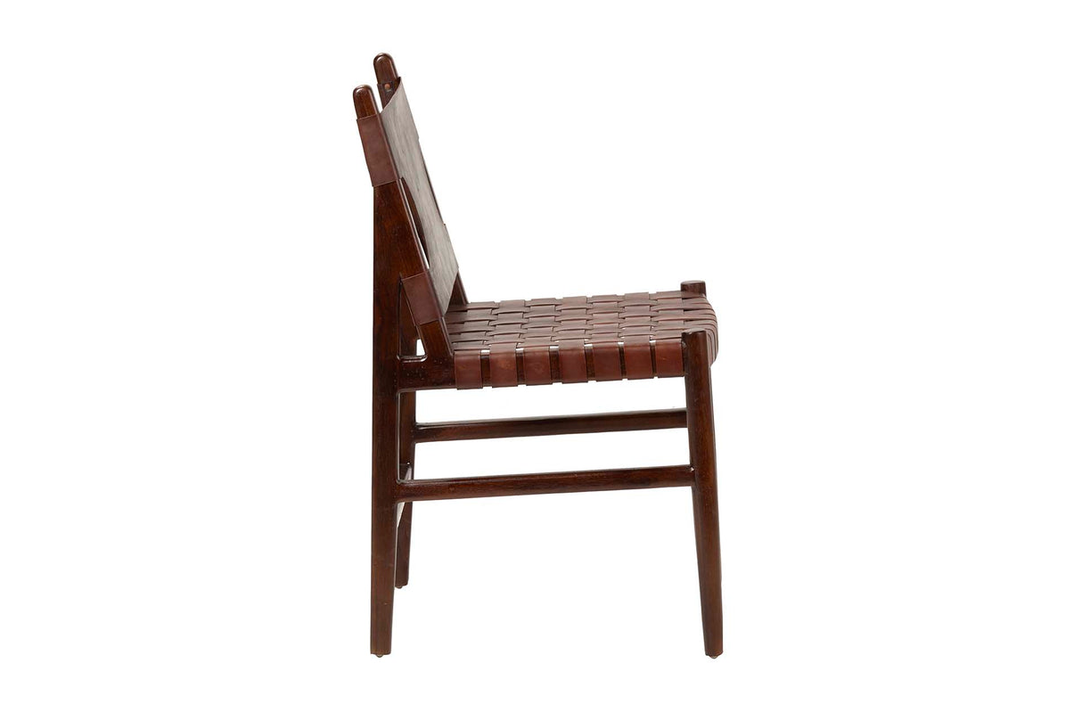 Chaise en bois en cuir Teka 51x52x85 cm