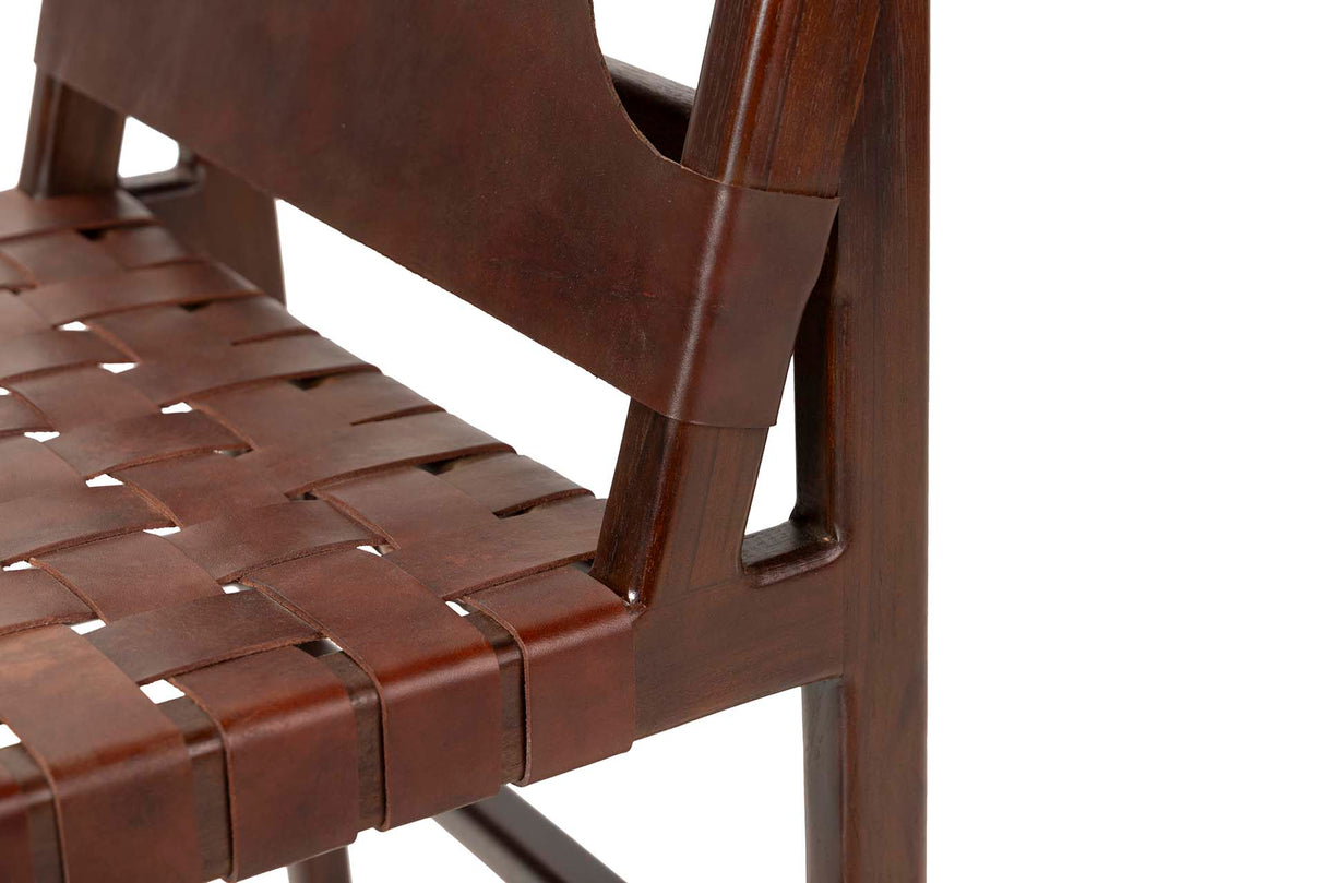 Chaise en bois en cuir Teka 51x52x85 cm