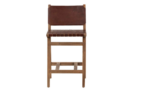 Tabouret en bois en cuir Teka 46x52x92 cm