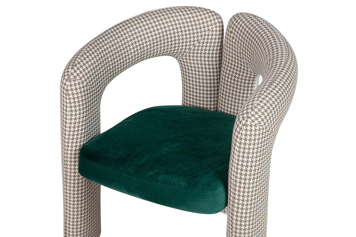 Beige Green Velvet Chair 66x61x76 cm